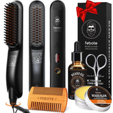 FEBOTE beard straightener closeup shows even heat for smooth beard styling