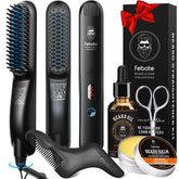 FEBOTE heated beard straightener brush for smooth, controlled beard styling.