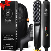 FEBOTE heated ionic brush front view for fast, smooth beard grooming.