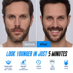 Fedulili beard dye finish demonstrates natural black shade with gray coverage.