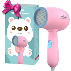 FeeKaa Kids Hair Dryer in pink body for gentle home drying