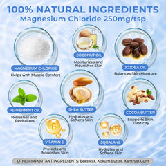 FeeMeFee magnesium lotion with coconut oil highlights nourishing moisture for dry skin.