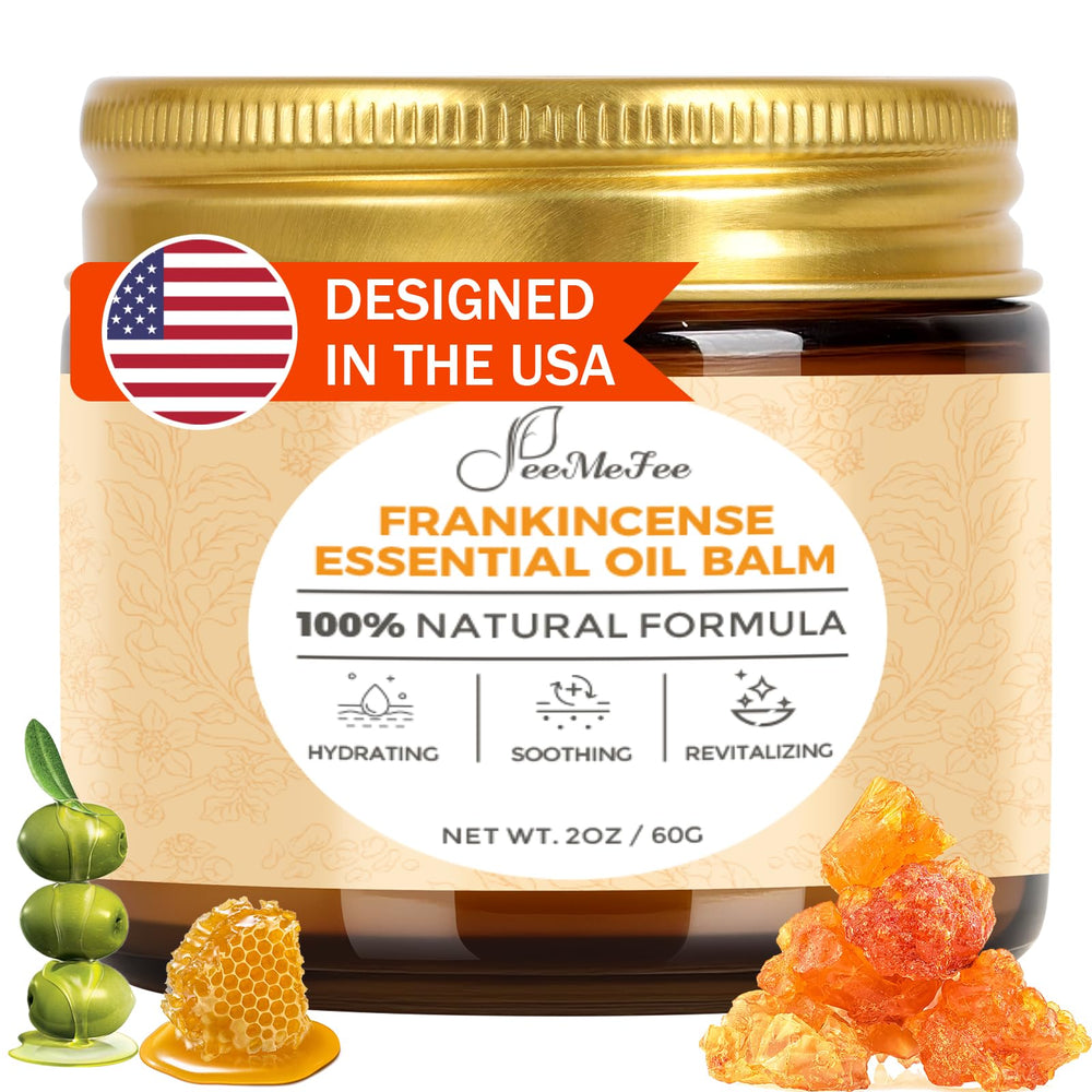 FeeMeFee Frankincense Balm 2oz bottle—hydrating balm for daily skin comfort.