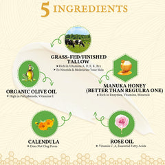FeeMeFee tallow and honey balm demonstrates practical use on lips and skin hydration.