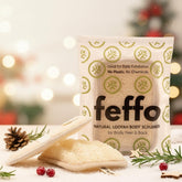 Feffo loofah sponge dual-sided for deep exfoliation and cleansing in the shower.
