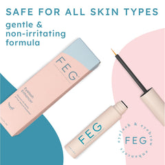 FEG Eyelash Rapid brow-care visuals indicating fuller lashes and brows