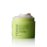 Fekkai Apple Cider Detox Scrub bottle highlights scalp cleansing benefits.