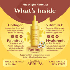 Felor Shop by Maryam Good Night Serum texture close-up shows lightweight non-greasy feel