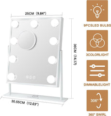 FENCHILIN vanity mirror with lights side view highlights adjustable brightness for day-to-night routines.