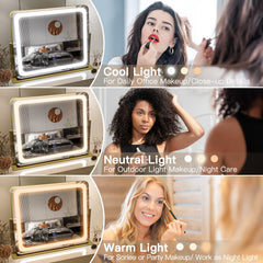 FENNIO Gold Vanity Mirror side view showing slim profile and durable frame for daily use.