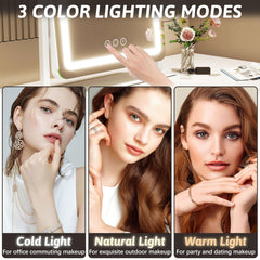 FENNIO vanity mirror features smart touch controls for quick brightness and color adjustments