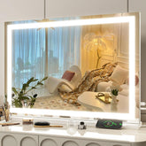 FENNIO vanity mirror 32x22 frame provides expansive grooming view.