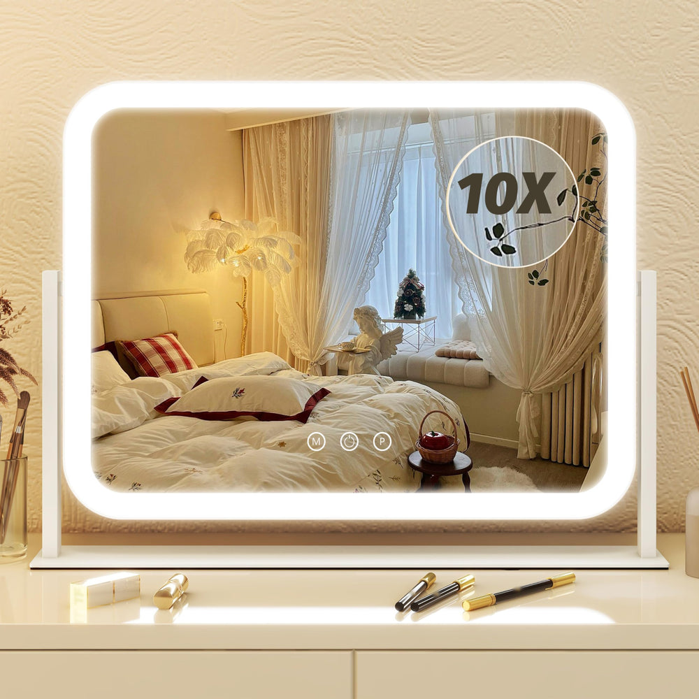 FENNIO vanity mirror with lights front view enables precise makeup under balanced lighting.