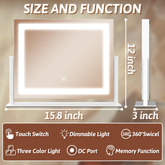 FENNIO vanity mirror lights 360-rotation enables flexible angle viewing