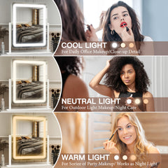 FENNIO vanity mirror brightness control image highlights 10%–100% dimming for tailored lighting