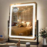 FENNIO vanity mirror lights on showing dimmable LED illumination for makeup tasks.
