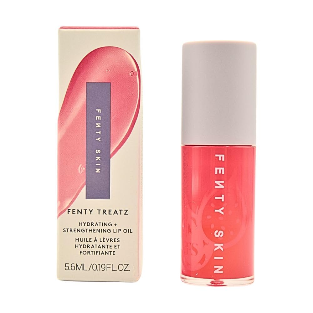 Fenty Skin Fenty Treatz lip oil Dragon Fruit bottle delivers long-lasting hydration with a clear gloss