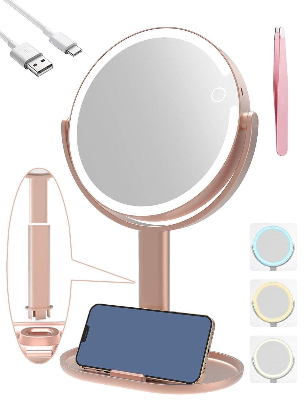 FERXIDI 10x magnifying mirror with light for precise grooming and makeup tasks.