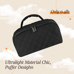 Festivalment makeup bag compartments keep palettes and brushes neatly stored.