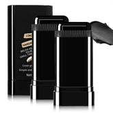 FHH Safe and Convenient Comb Dye Stick applied to dark hair for quick root touch-ups.