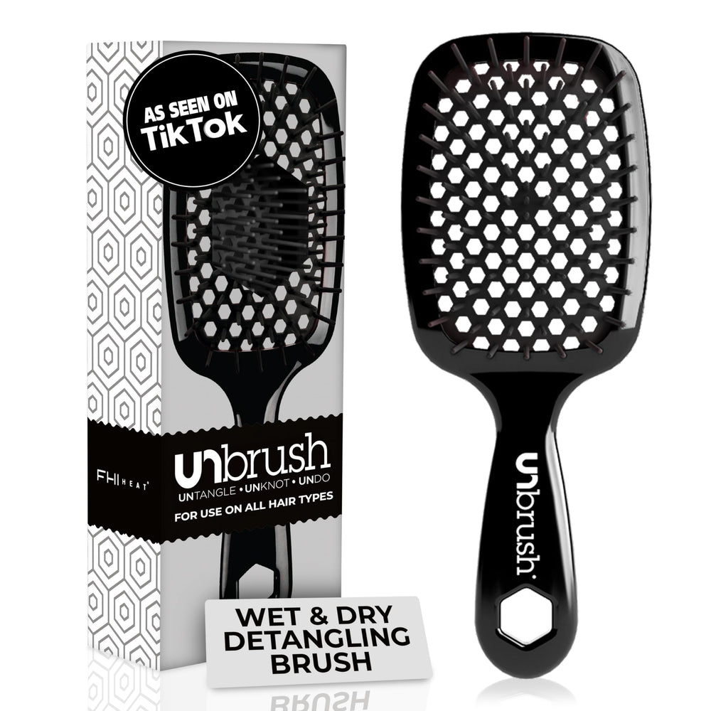 FHI Heat UNbrush close-up of DuoFlex anti-static bristles for gentle detangling.