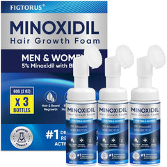 Figtorus 5% Minoxidil Foam bottle close-up for fuller-looking hair