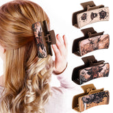 FineCheer cow print leather hair clip in black for easy, stylish updos