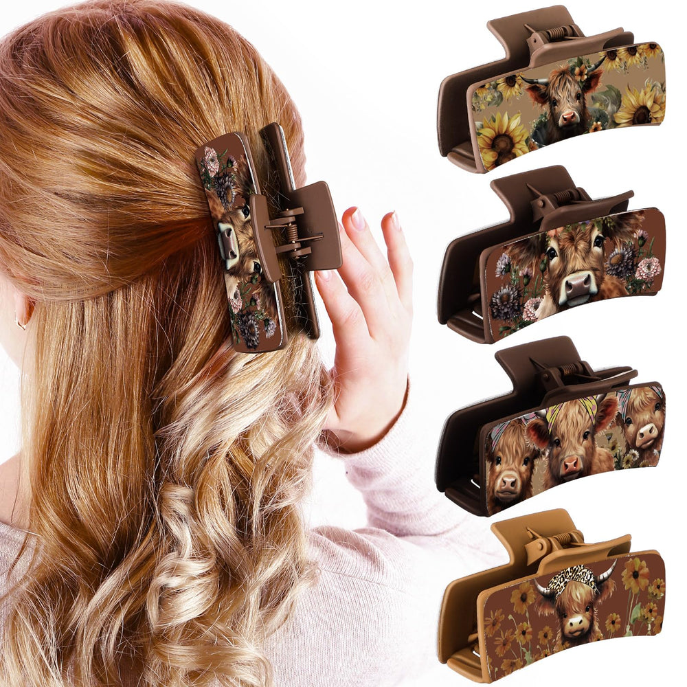 FineCheer western leather hair clip brown front view for versatile styling