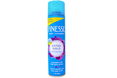 Finesse Active Proteins hairspray bottle emphasizes conditioning benefits with protective styling.