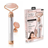 Finishing Touch Flawless Contour rose quartz roller close-up for soothing facial massage.