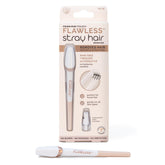 Finishing Touch Flawless Stray Hair Remover compact held for on-the-go touch-ups.