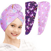 FIOBEE toalla microfibra para cabello turbante púrpura frontal, secado rápido