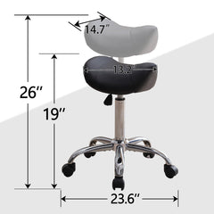 FIRAVOE saddle stool height adjustment from 18 to 26 inches for customized tasks.