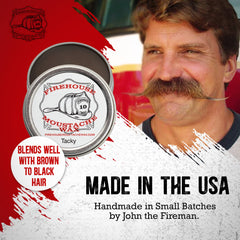 Firehouse Moustache Wax styled moustache highlights pliable hold that adapts