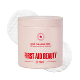 First Aid Beauty acne pads face pack close-up showing gentle 2% salicylic acid treatment
