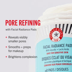 First Aid Beauty facial radiance pads pad-stack in hand for easy daily exfoliation.