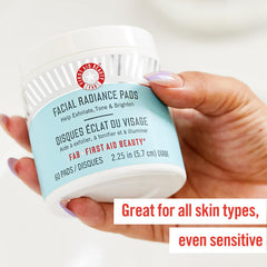 First Aid Beauty Facial Radiance Pads routine shot showing clean skin and refreshed glow.