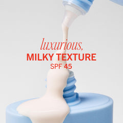 First Aid Beauty hydrating sunscreen milk texture-serum-like for a lightweight, non-greasy makeup-ready base