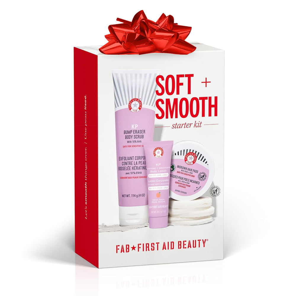 First Aid Beauty KP Bump Eraser scrub close-up showing exfoliating texture for smoother KP
