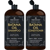 First Botany Batana Oil Shampoo bottle pour shows premium scalp care and cleansing.