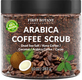 First Botany Coffee Scrub with organic coffee grounds for exfoliation and radiant skin