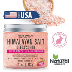 First Botany Himalayan Salt Scrub application hands demonstrates exfoliation for smoother skin.