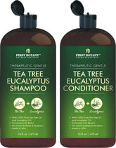 First Botany Tea Tree Shampoo bottle shows clarifying scalp cleanse and fresh feel