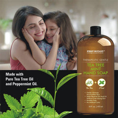 First Botany Tea Tree Mint Hand Soap ingredients highlight tea tree and peppermint oils