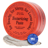 Firsthand Supply Texturizing Paste jar closeup shows pliable texture for flexible styling options.