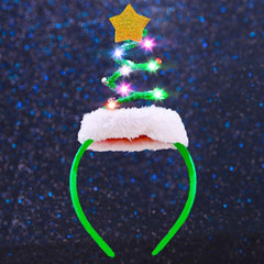 Firuilo light-up Christmas headbands with tree bells for a festive look