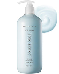 FIT YOUR SKIN SAN TTEUT bottle front view promoting refreshing scalp care for oily scalp relief