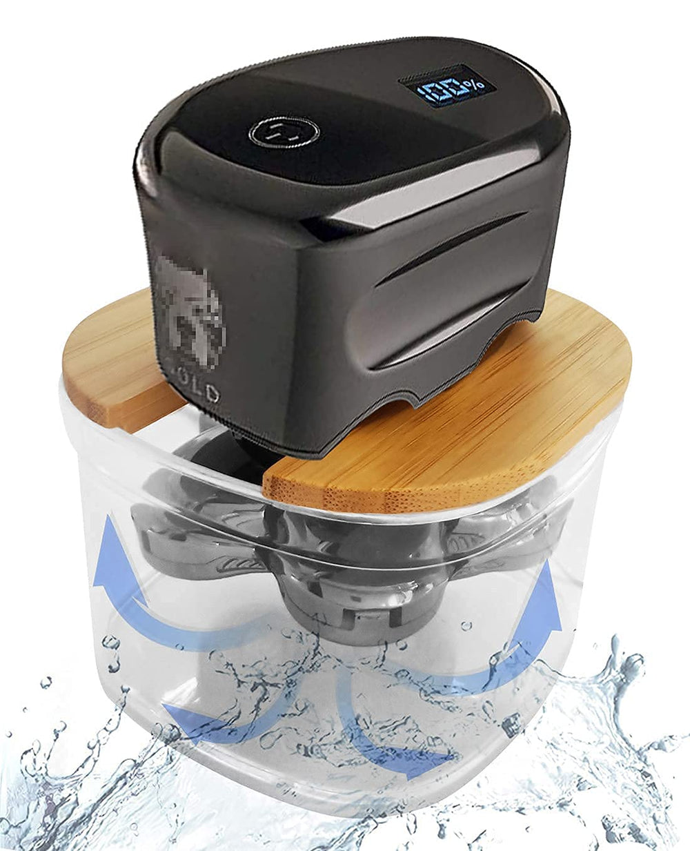 FitSan bamboo-shaver-rinse-stand compatible with Skull Shaver for quick, mess-free rinsing.