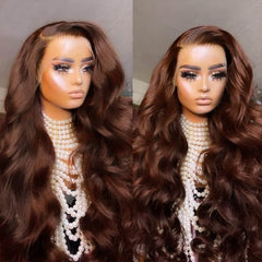 FKFO 200% density chocolate brown wig 13x4 lace front seamless skin tone blend