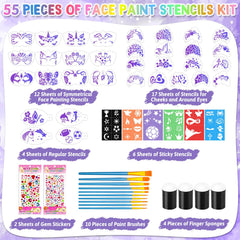 Flasoo 33-pattern stencils designed for festival-ready faces